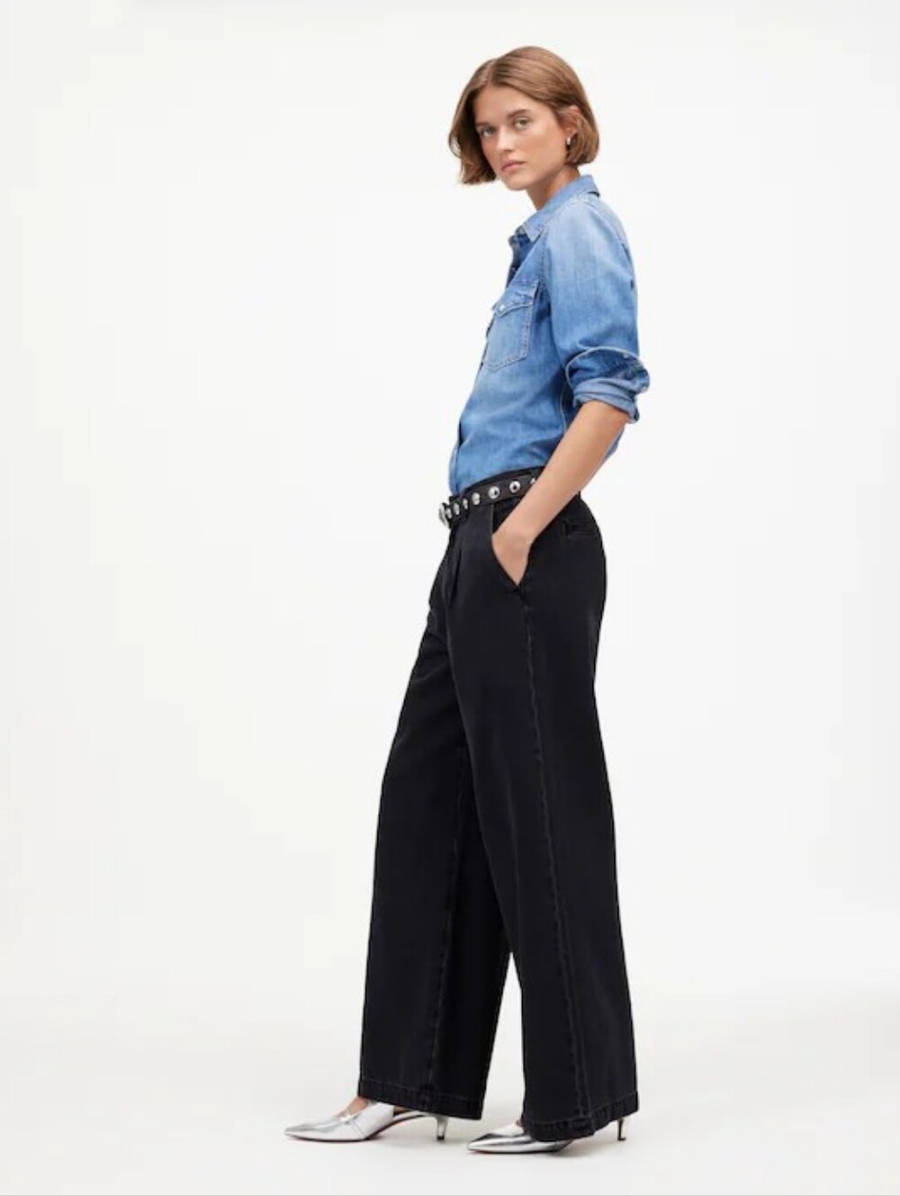 Madewell The Harlow Wide-Leg Jean: Airy Denim Edition 29 Charcoal (Hollenbeck)